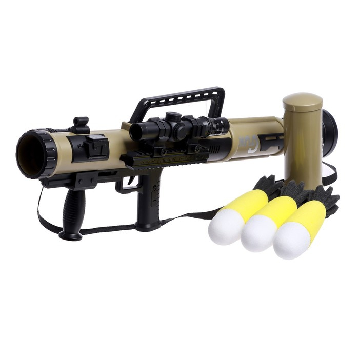 Базука «Элита», свет, звук, стреляет мягкими снарядами, цвета МИКС Базука «Элита», свет, звук, стреляет мягкими снарядами, цвета МИКС