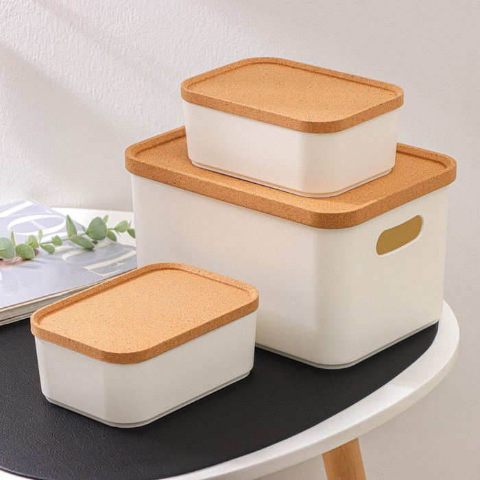 Набор органайзеров для хранения Korely, 3 предмета: 2,4 л / 0,76 л / 0,76 л, цвет слоновая кость Набор органайзеров для хранения Korely, 3 предмета: 2,4 л / 0,76 л / 0,76 л, цвет слоновая кость