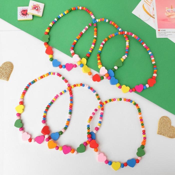 Бусы детские «Выбражулька» сердечки, 40 см, цвет МИКС