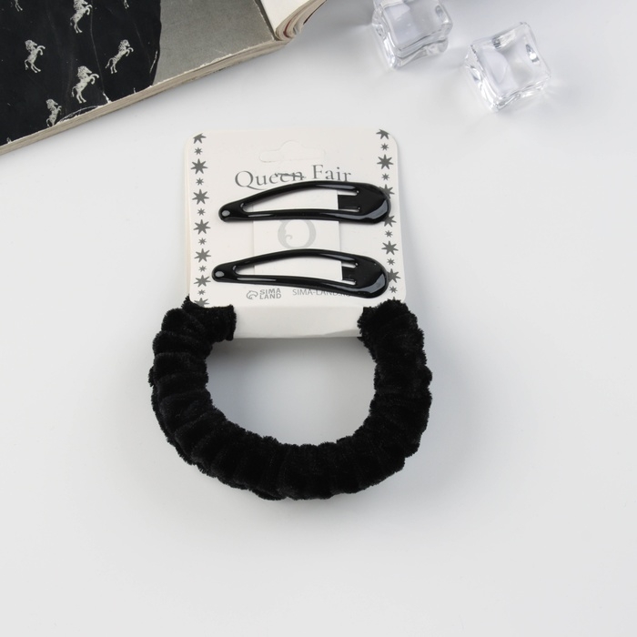 Набор для волос Набор для волос "Глория нежность" (2 резинки 5,5 см, 2 невидимки 5 см) чёрный