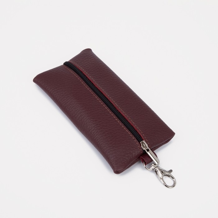 Ключница на молнии, длина 15 см, кольцо, карабин, цвет бордовый Ключница на молнии, длина 15 см, кольцо, карабин, цвет бордовый