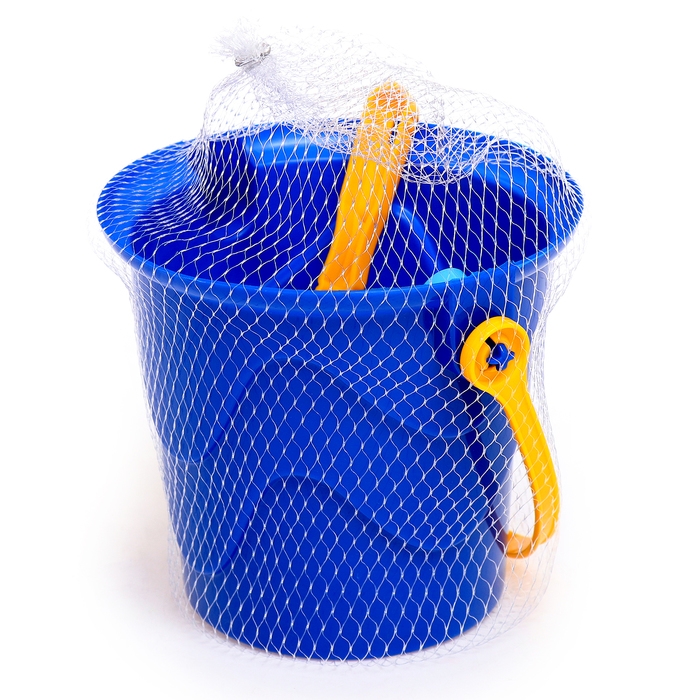 Набор песочный: ведро, 3 формочки, лопатка, грабли Набор песочный: ведро, 3 формочки, лопатка, грабли