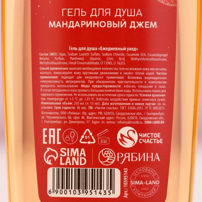 Гель для душа «С Новым Годом», 250 мл, аромат мандаринового джема