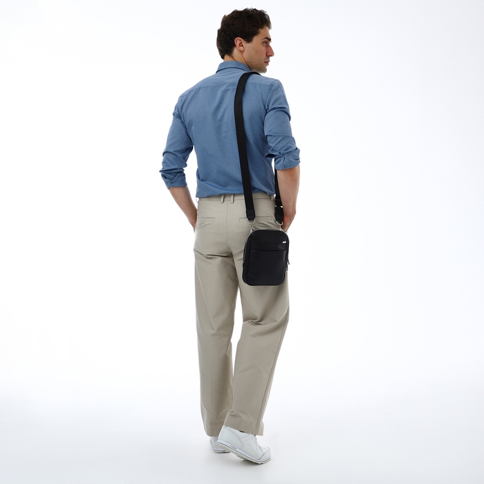 Сумка мужская через плечо TEXTURA, искусственная кожа, цвет чёрный Сумка мужская через плечо TEXTURA, искусственная кожа, цвет чёрный