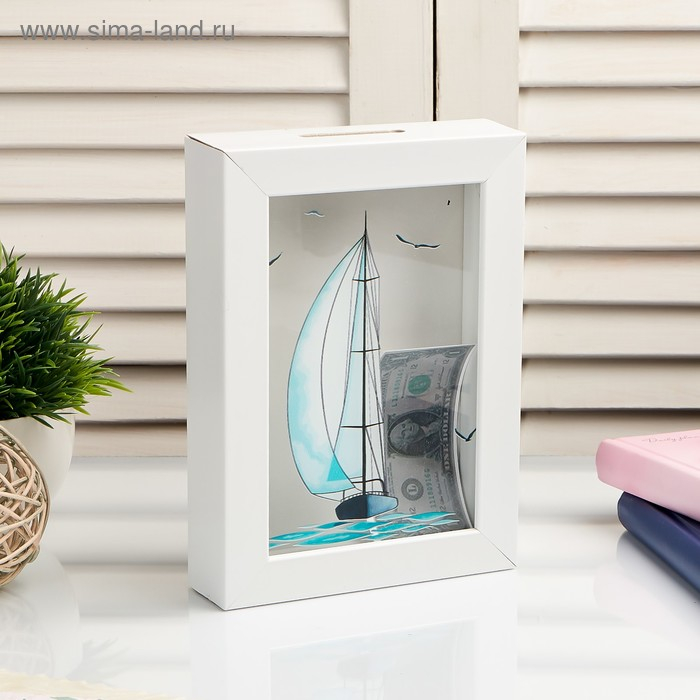 Копилка интерьерная пластик Копилка интерьерная пластик "Парусник" 17х12х3,8 см