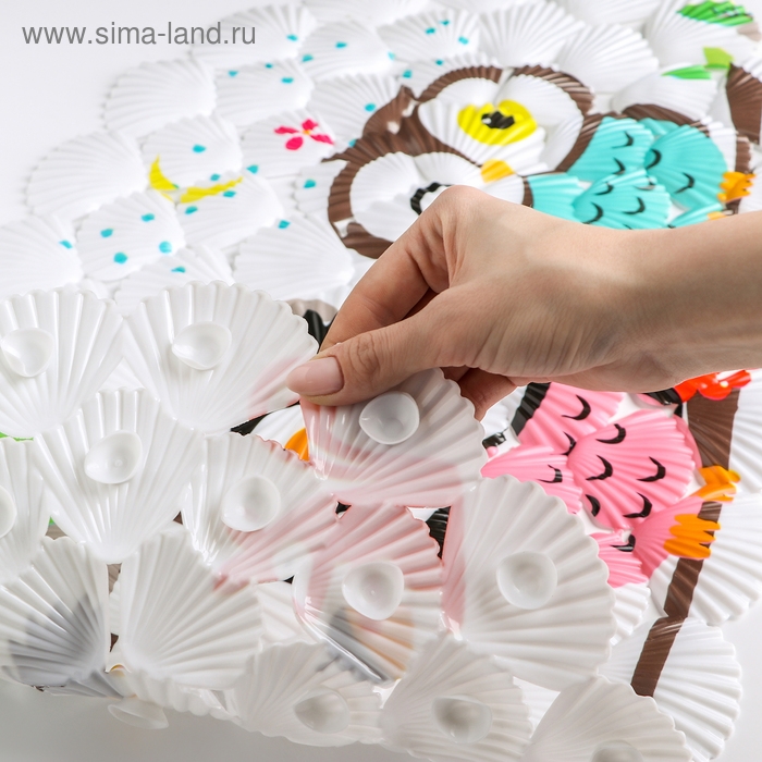 Коврик противоскользящий в ванну на присосках Доляна «Совы», 37×68 см