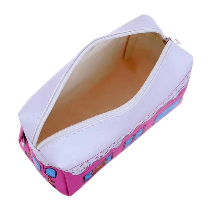 Пенал мягкий, 1 отделение, 100 х 180 х 80 мм, объёмный Пенал мягкий, 1 отделение, 100 х 180 х 80 мм, объёмный "Автобус с котятами", розовый