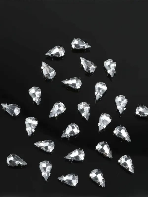 Стразы пришивные &laquo;Капля&raquo;, в цапах, 6&times;10 мм, 50 шт., белые