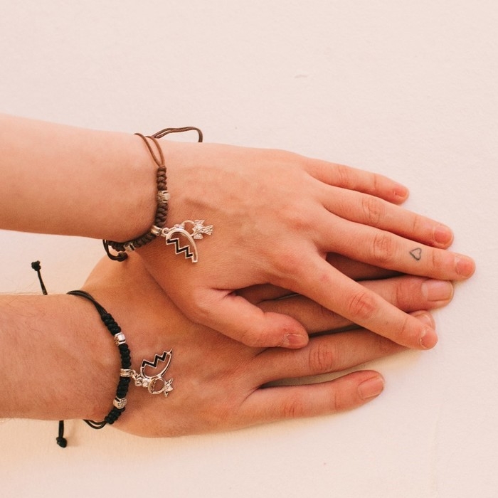 Браслеты «Неразлучники» две половинки, цвет чёрно-коричневый, L=12,5 см