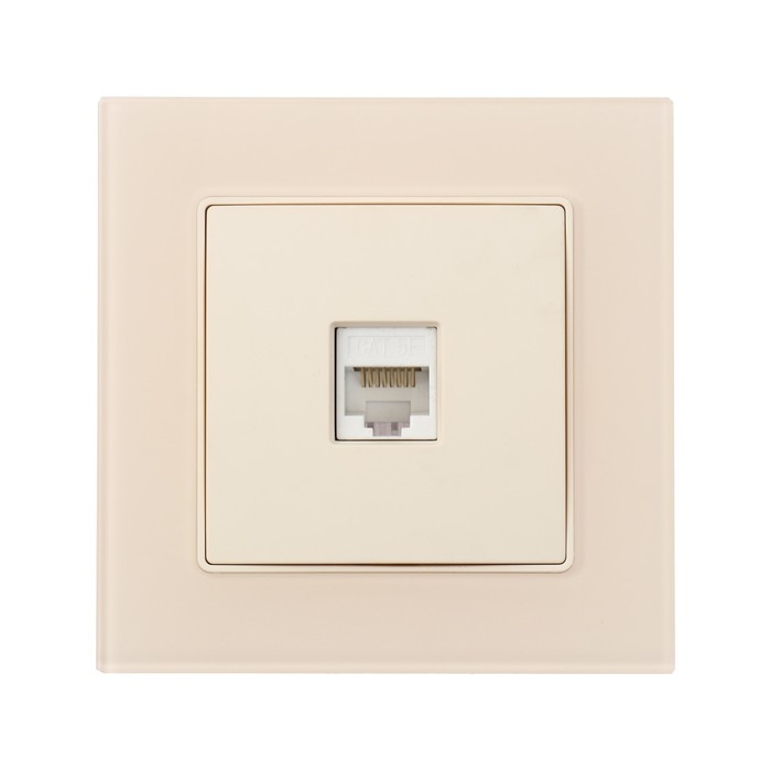 Розетка компьютерная одноместная TOT Matte Glass, скрытая, стекло, бежевая