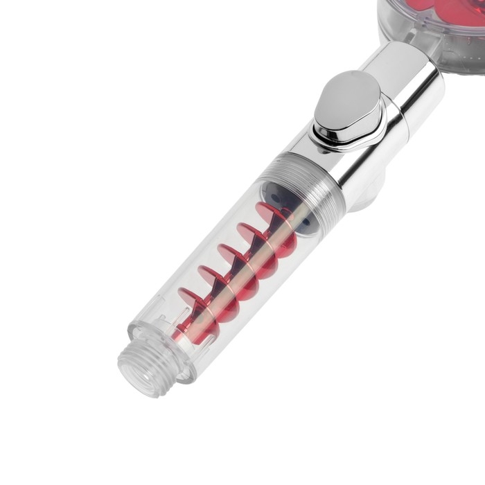 Лейка для душа ZEIN Z4088, микроточки, кнопка  Лейка для душа ZEIN Z4088, микроточки, кнопка "стоп", вентилятор, спираль, красный/хром