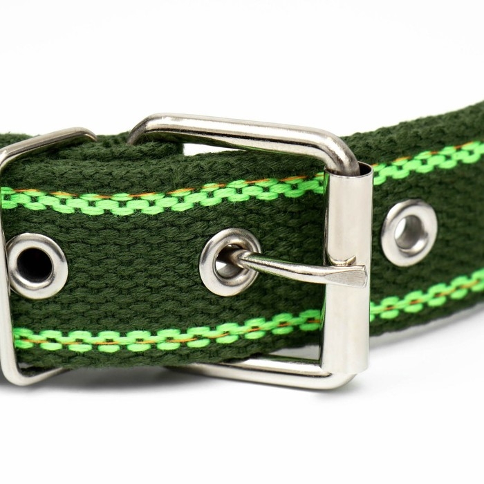 Ошейник брезентовый безразмерный двухслойный, 67 х 3 см, хаки/салатовый Ошейник брезентовый безразмерный двухслойный, 67 х 3 см, хаки/салатовый