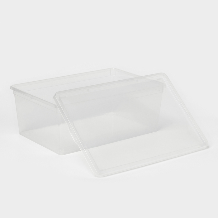 Ящик для хранения с крышкой, 10 л, 37×24×14 см, цвет прозрачный Ящик для хранения с крышкой, 10 л, 37×24×14 см, цвет прозрачный