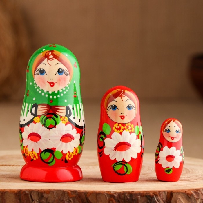 Матрешка  Матрешка "Ромашка с руками" 11см, 3 кукольная, ручная роспись, микс