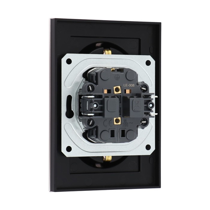 Розетка двухместная TOT Matte Glass, 16 А, скрытая, с з/к, стекло, черная Розетка двухместная TOT Matte Glass, 16 А, скрытая, с з/к, стекло, черная