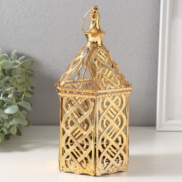 Подсвечник металл на 3 свечи Подсвечник металл на 3 свечи "Переплетение" золото d=3,5 см 12х12х23 см