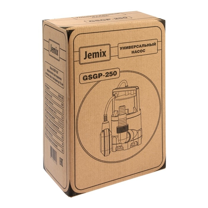 Насос дренажный JEMIX GSGP-250, 250 Вт, напор 5 м, 125 л/мин, диам всасываемых частиц 16 мм Насос дренажный JEMIX GSGP-250, 250 Вт, напор 5 м, 125 л/мин, диам всасываемых частиц 16 мм