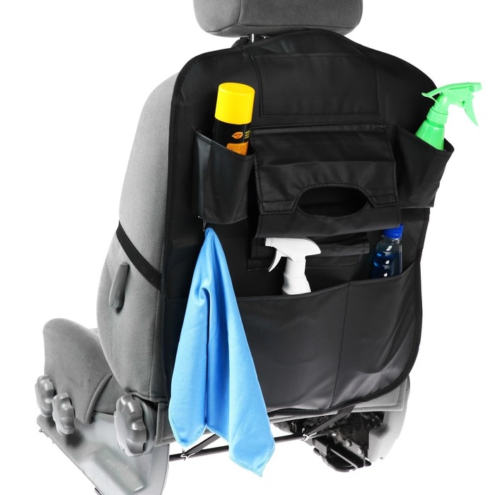 Органайзер на спинку сиденья 62×44 см, кож.зам, черный Органайзер на спинку сиденья 62×44 см, кож.зам, черный