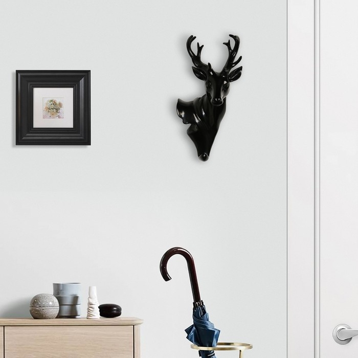 Декор настенный-вешалка Декор настенный-вешалка "Олень" 30 x 14 см, черный