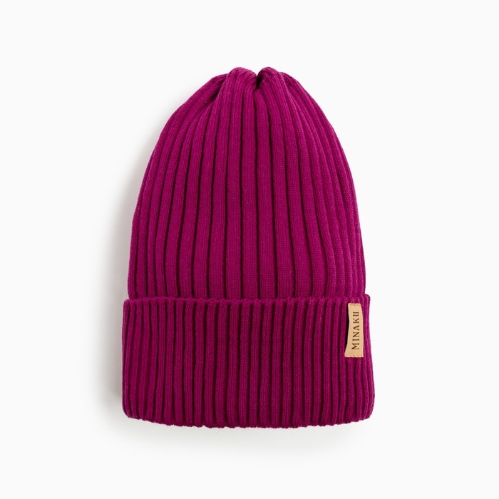 Шапка детская MINAKU с отворотом р-р 56-58, цв.малиновый