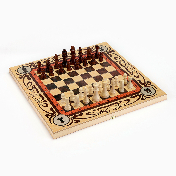 Настольные игры 3 в 1 Настольные игры 3 в 1 "Статус": шахматы, шашки, нарды, деревянные, большие 50 х 50 см
