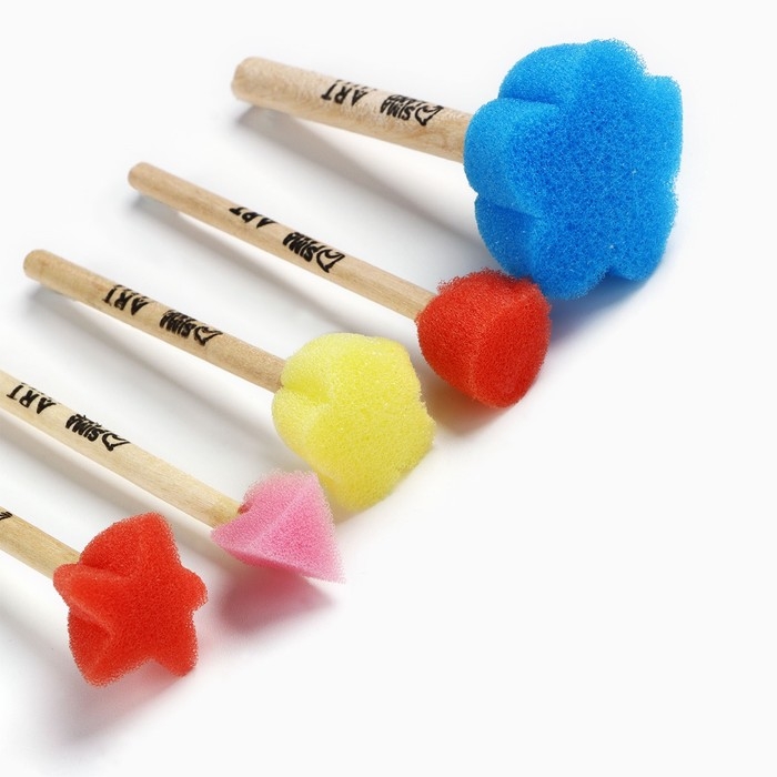 Кисть для рисования спонж набор 5 штук, цветные, фигурные «Кот-Художник» Кисть для рисования спонж набор 5 штук, цветные, фигурные «Кот-Художник»