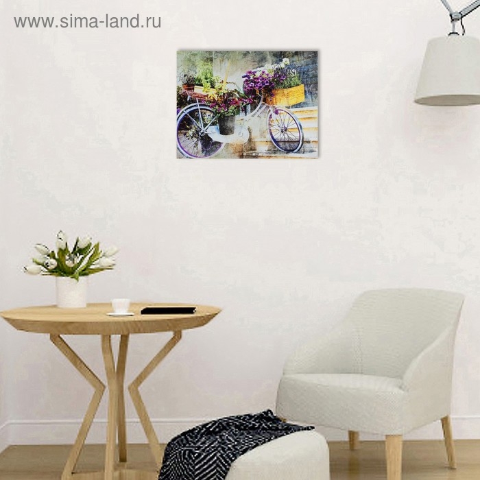 Картина на холсте  Картина на холсте "Цветочный велосипед" 30х40 см