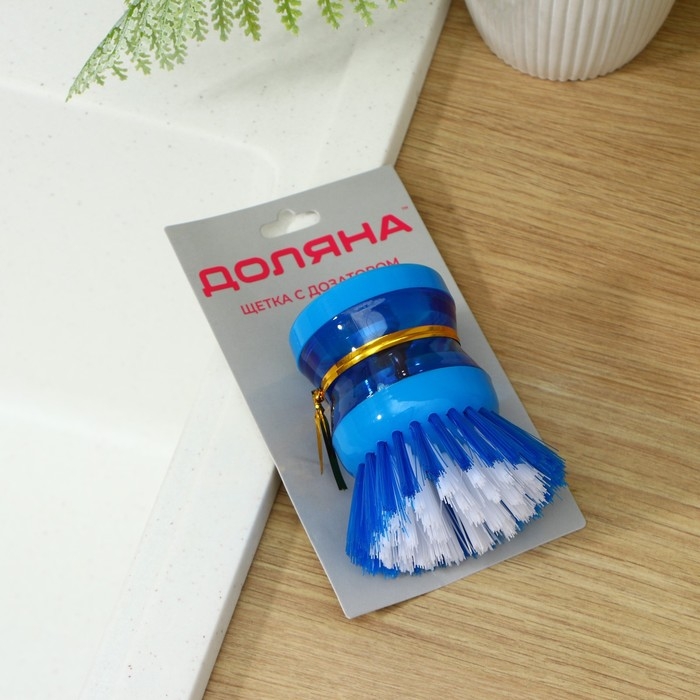 Щётка с дозатором для моющего средства Доляна, цвет синий Щётка с дозатором для моющего средства Доляна, цвет синий
