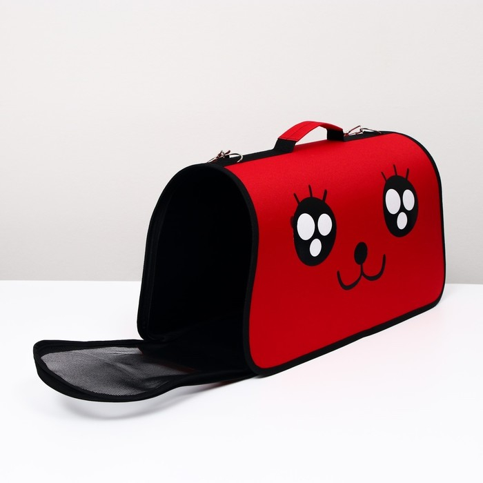 Сумка - переноска для животных  Сумка - переноска для животных "Весёлый жук", красная, размер L, 53 х 21 х 29 см