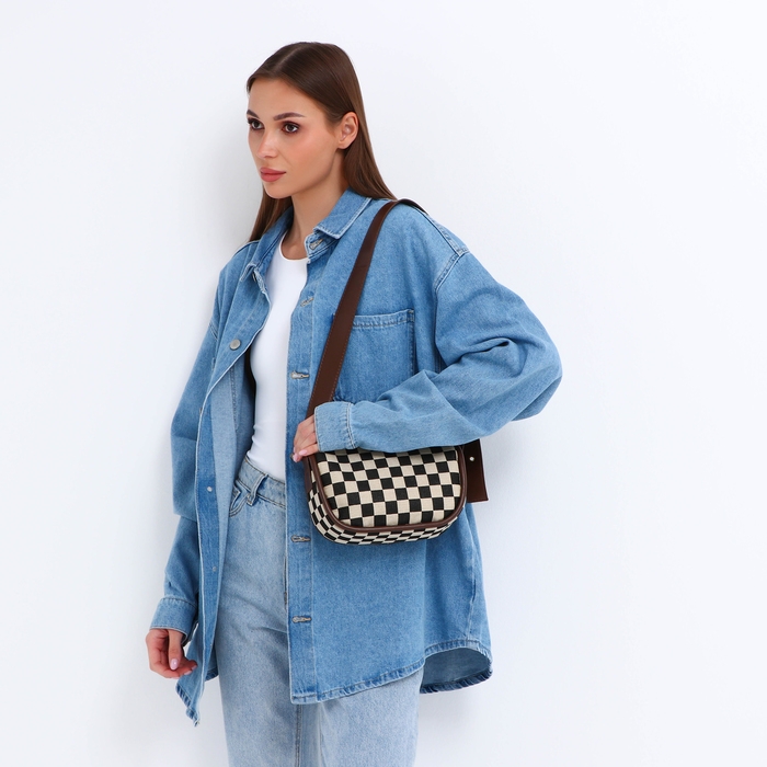 Сумка-кросс-боди на молнии, цвет бежевый/коричневый Сумка-кросс-боди на молнии, цвет бежевый/коричневый