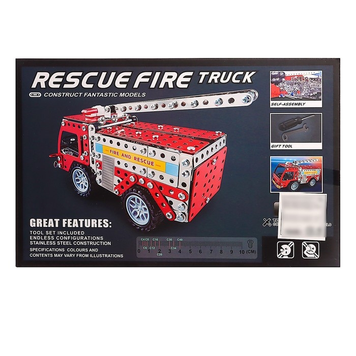 Конструктор металлический «Пожарная машина», 292 детали Конструктор металлический «Пожарная машина», 292 детали