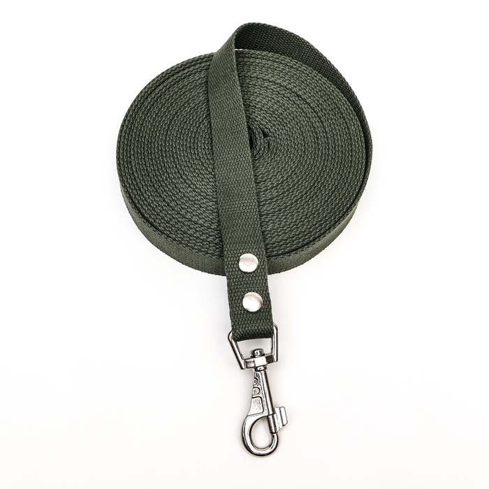 Поводок брезентовый 10 м х 2,5 см, тёмно-зелёный Поводок брезентовый 10 м х 2,5 см, тёмно-зелёный