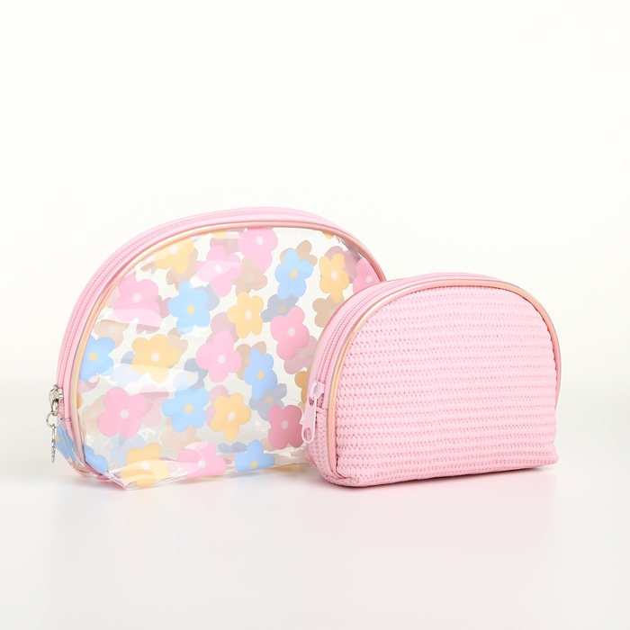 Набор косметичек 2 в 1 на молнии, цвет розовый