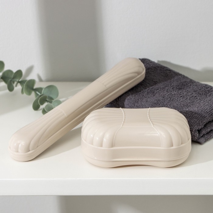 Набор «Дорожный», 2 предмета: мыльница, футляр для зубной щетки, цвета МИКС Набор «Дорожный», 2 предмета: мыльница, футляр для зубной щетки, цвета МИКС