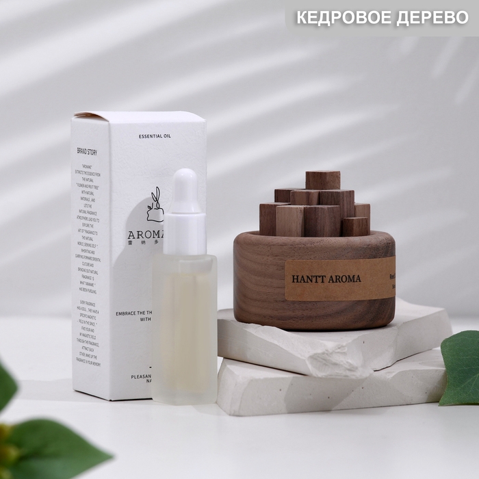 Набор деревянный диффузор Набор деревянный диффузор "Hantt Aroma", кедровое дерево, с эфирным маслом 10мл в коробке