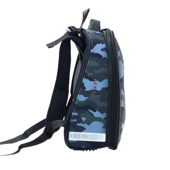 Рюкзак каркасный школьный 38 х 30 х 16 см, эргономичная спинка, Stavia Рюкзак каркасный школьный 38 х 30 х 16 см, эргономичная спинка, Stavia "Милитари", мультиколор/серый