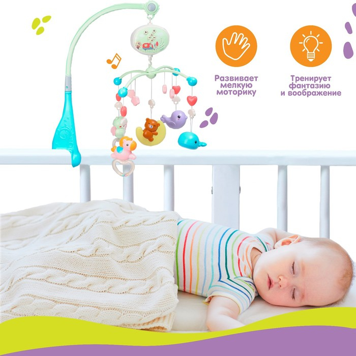 Мобиль музыкальный на кроватку «Мишка на луне», с проектором, цвет МИКС, Крошка Я Мобиль музыкальный на кроватку «Мишка на луне», с проектором, цвет МИКС, Крошка Я