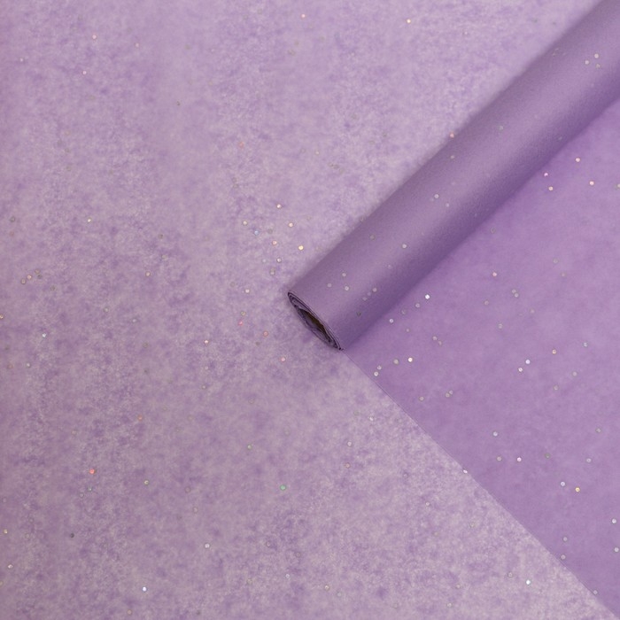 Бумага упаковочная тишью, Бумага упаковочная тишью, "Конфетти", сиреневая, 50см х 10 м