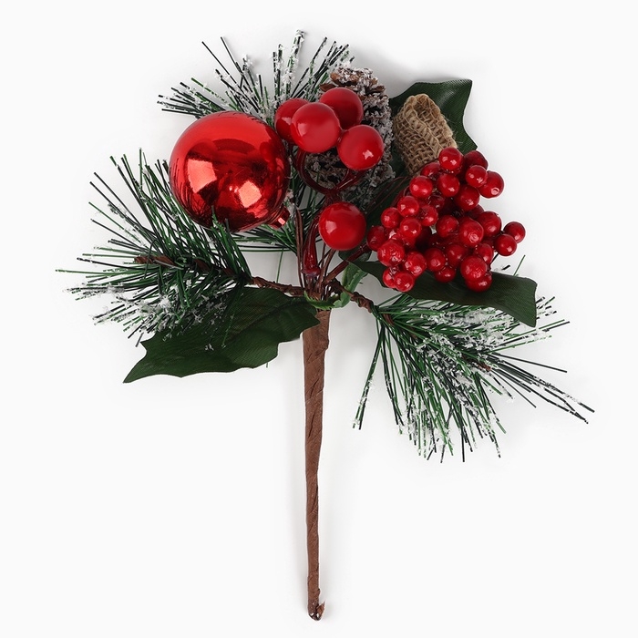 Новогодний декор, веточка  Новогодний декор, веточка "Зимние настроение" 17х13х10 см