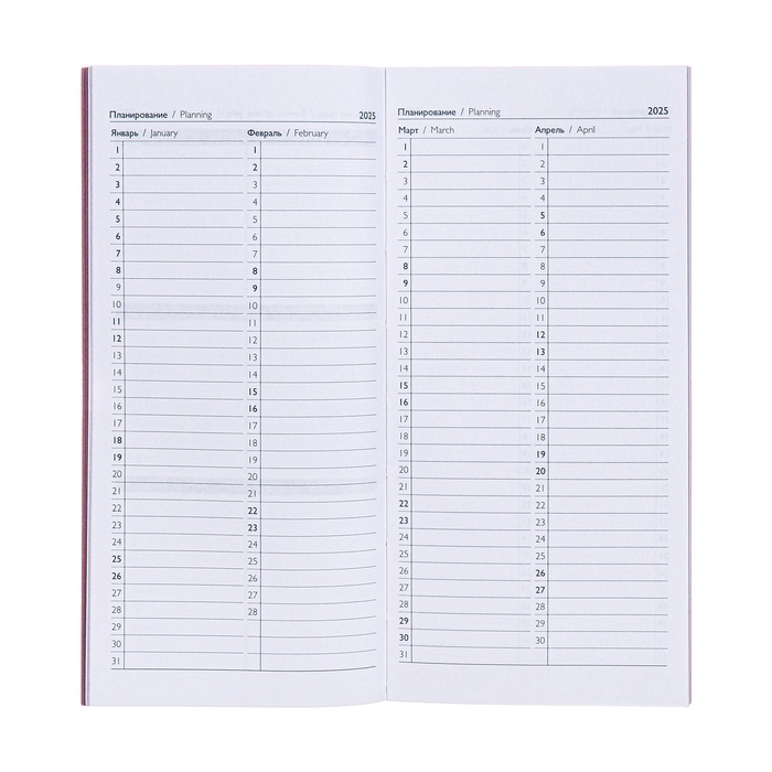 Еженедельник датированный 2025 года, 80х165 мм, 64 листа ESCALADA, мягкая обложка из искусственной кожи, блинтовое тиснение, блок 70 г/м², сиреневый Еженедельник датированный 2025 года, 80х165 мм, 64 листа ESCALADA, мягкая обложка из искусственной кожи, блинтовое тиснение, блок 70 г/м², сиреневый