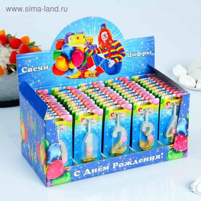 Шоу-бокс со свечами для торта цифры  Шоу-бокс со свечами для торта цифры "Сердечки", 10,2 см, 50 штук