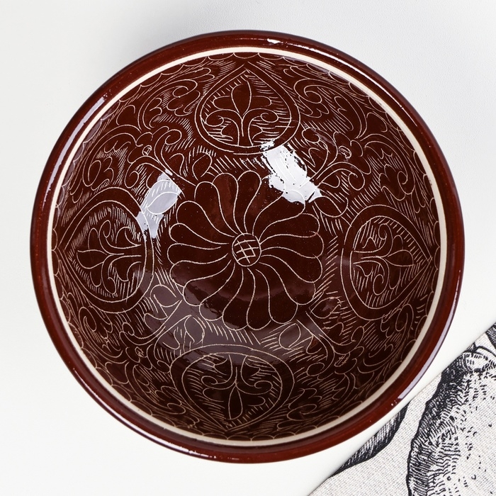 Набор салатников Риштанская керамика Набор салатников Риштанская керамика "Узоры", 15см, 3 шт, в подарочной упаковке, коричневые