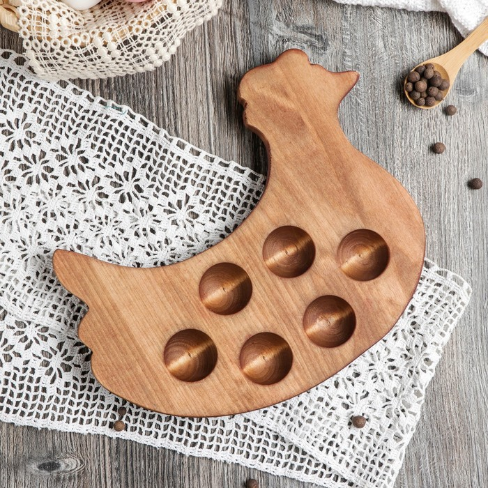 Подставка для яиц Adelica «Ряба», 6 отделений, 20×25×1,8 см, массив берёзы Подставка для яиц Adelica «Ряба», 6 отделений, 20×25×1,8 см, массив берёзы