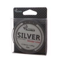 Леска монофильная ALLVEGA Silver, диаметр 0.09 мм, тест 1.04 кг, 50 м, серебристая