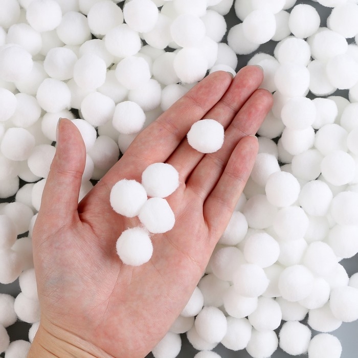 Набор деталей для декора &laquo;Бомбошки&raquo;, набор 1000 шт., размер 1 шт. &mdash; 2 см, цвет белый