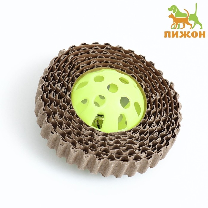 Шарик-когтеточка с бубенчиком, 5 см, жёлтый Шарик-когтеточка с бубенчиком, 5 см, жёлтый