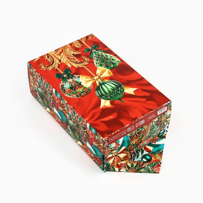 Подарочная коробка - конфета новогодняя складная «Роскошные шары », 18 х 28 х 10 см