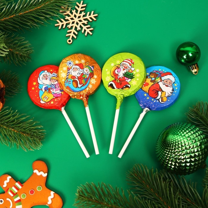 Новый год. Шоколадная фигурка Медаль на палочке Новый год. Шоколадная фигурка Медаль на палочке " С Новый годом!", МИКС, 18 г