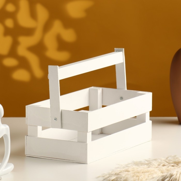 Кашпо деревянное 24.5×13.5×9 см "Двушка Лайт", двухреечное, белый Дарим Красиво