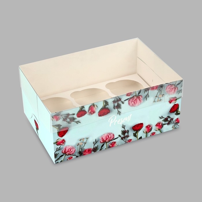Коробка для капкейков, кондитерская упаковка, 6 ячеек Present, 23 х 16 х 10 см Коробка для капкейков, кондитерская упаковка, 6 ячеек Present, 23 х 16 х 10 см
